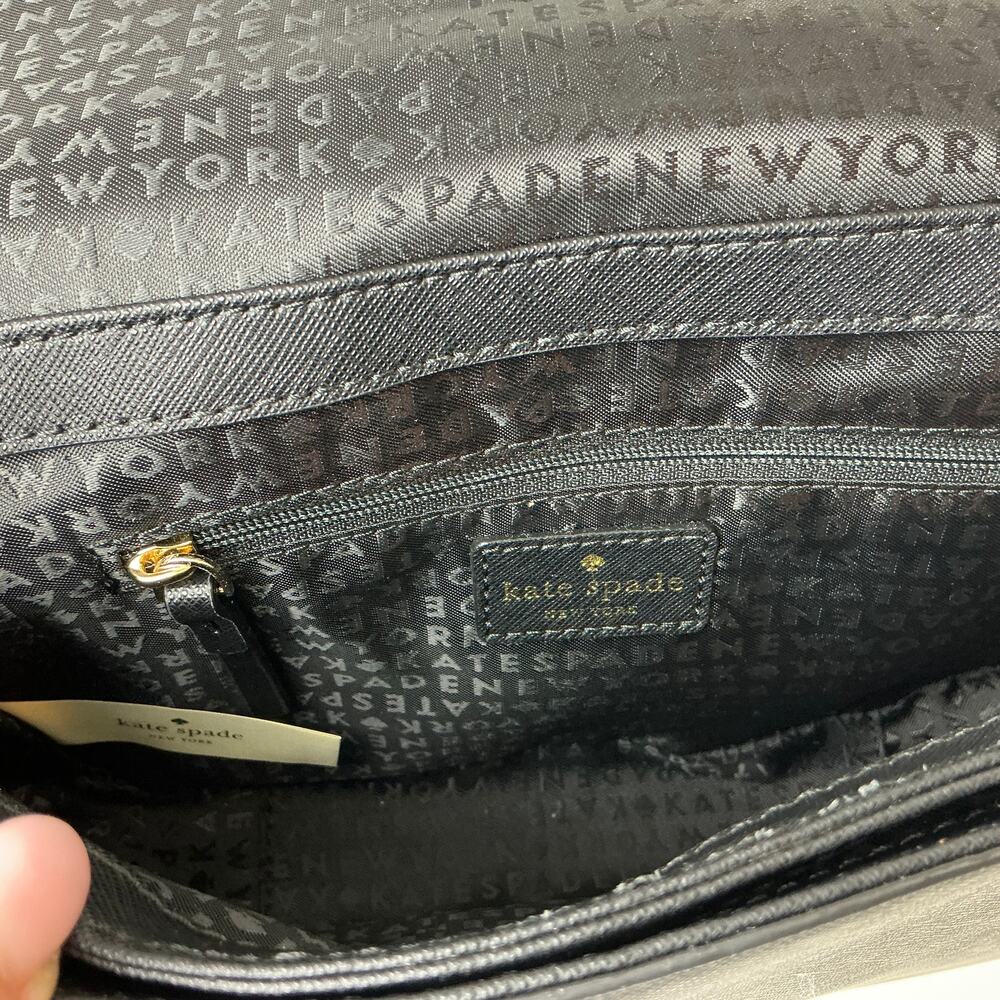 Kate Spade Purse Black Textured Leather Monster Face Crossbody Handbag Carsen - Picture 8 of 10